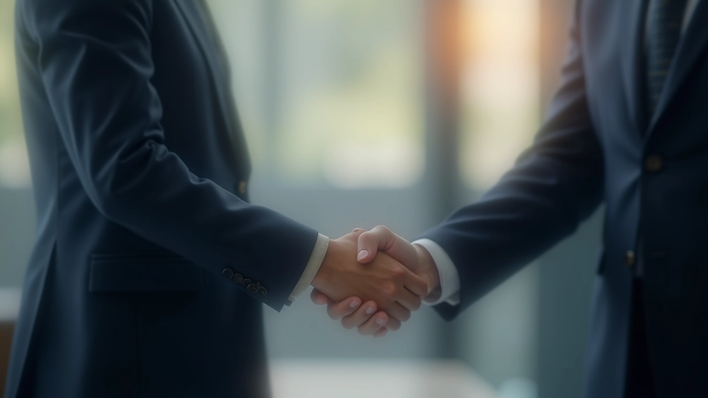 Переговоры между бизнесменом и арендодателем в офисном кабинете, подписание документов