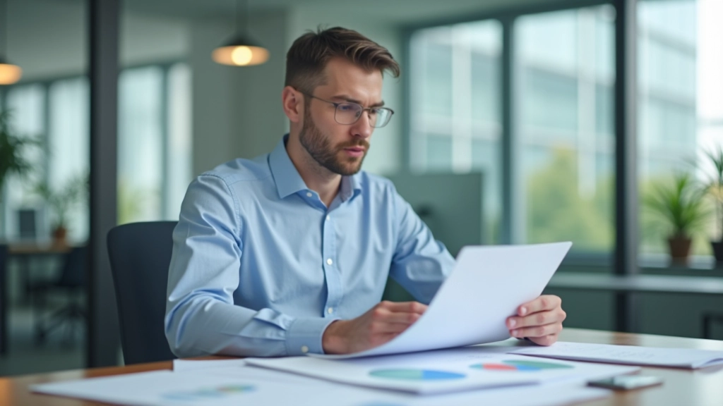 Документы и таблицы с анализом рынка недвижимости на рабочем столе, ноутбук с графиками