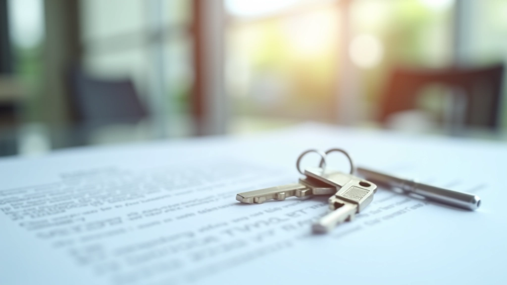 Ключи от офиса лежат на документах договора аренды в светлом офисном помещении